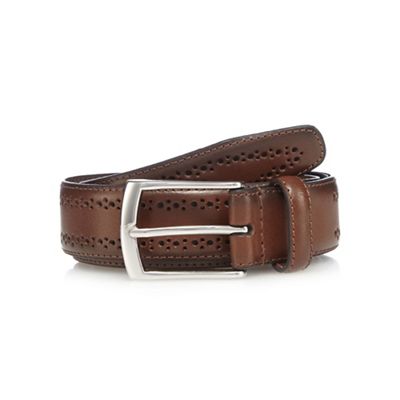 Brown perforated leather belt